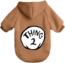 Dog Hoodie Pet Clothes for Small Dogs Thing 2 Printed Hoodies Medium Puppy Hooded Sweatshirt Pullover Outfit(Khaki,M)