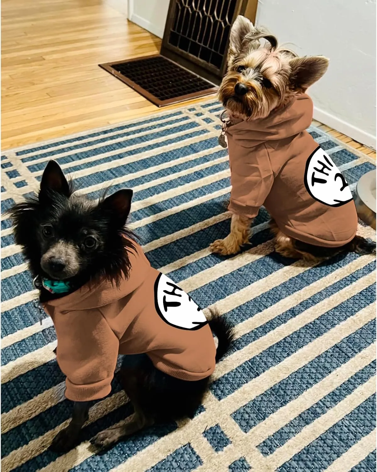 Dog Hoodie Pet Clothes for Small Dogs Thing 2 Printed Hoodies Medium Puppy Hooded Sweatshirt Pullover Outfit(Khaki,M)