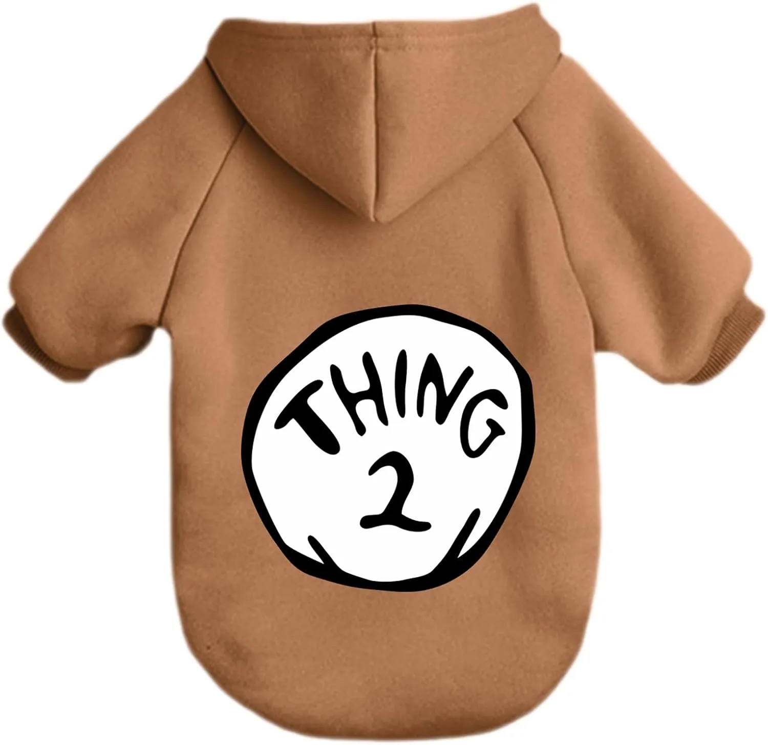 Dog Hoodie Pet Clothes for Small Dogs Thing 2 Printed Hoodies Medium Puppy Hooded Sweatshirt Pullover Outfit(Khaki,M)