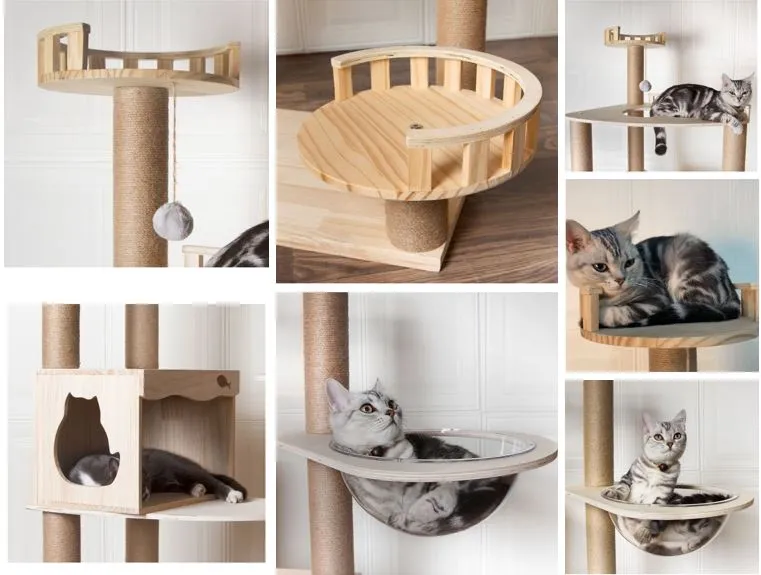 Elegant Space capsule multi-layer Extra thickness Pole Pine Wood Cat Tree