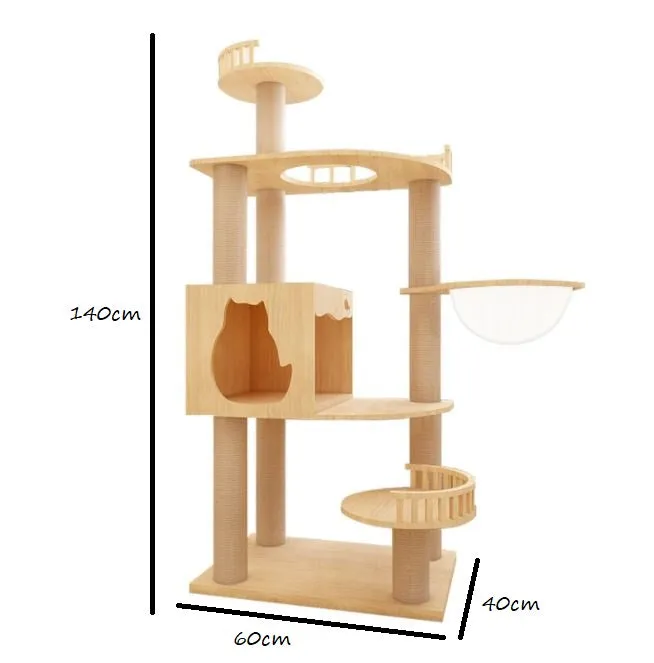 Elegant Space capsule multi-layer Extra thickness Pole Pine Wood Cat Tree