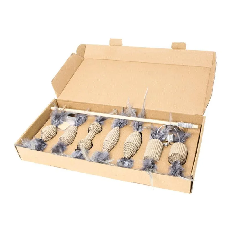 Feather Frenzy: 7-Piece Interactive Cat Toy Set by Dog Hugs Cat