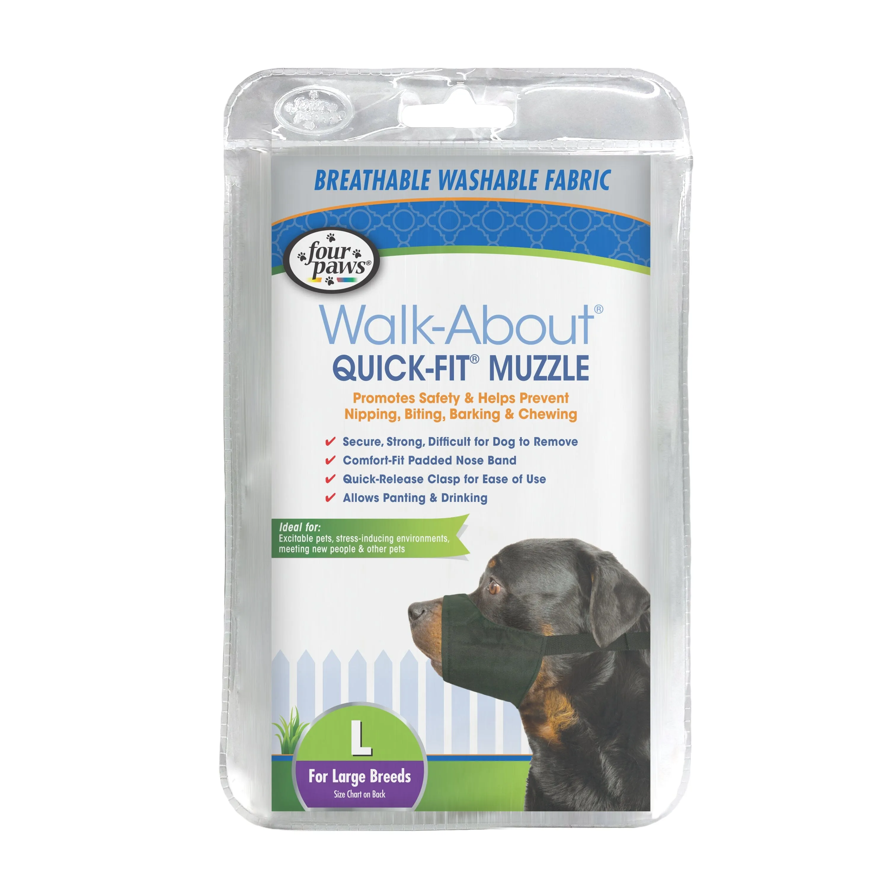 Four Paws Walk-About Quick-Fit Dog Muzzle - 4 - Large