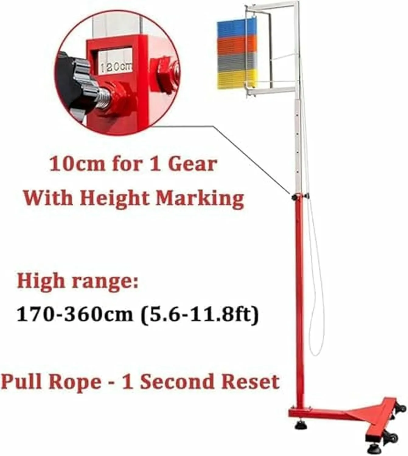 Free-Standing Jump Measurement TesterVertical Jump Trainer Vertical Jump Tester Vertical Jump Tester for Basketball, Metal Adjustable Volleyball Training Equipment, School Gym, Pull Cord~/