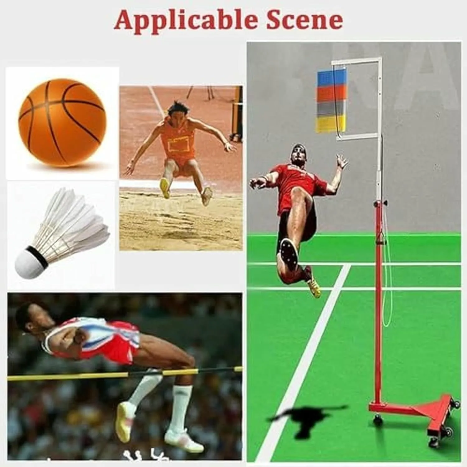 Free-Standing Jump Measurement TesterVertical Jump Trainer Vertical Jump Tester Vertical Jump Tester for Basketball, Metal Adjustable Volleyball Training Equipment, School Gym, Pull Cord~/