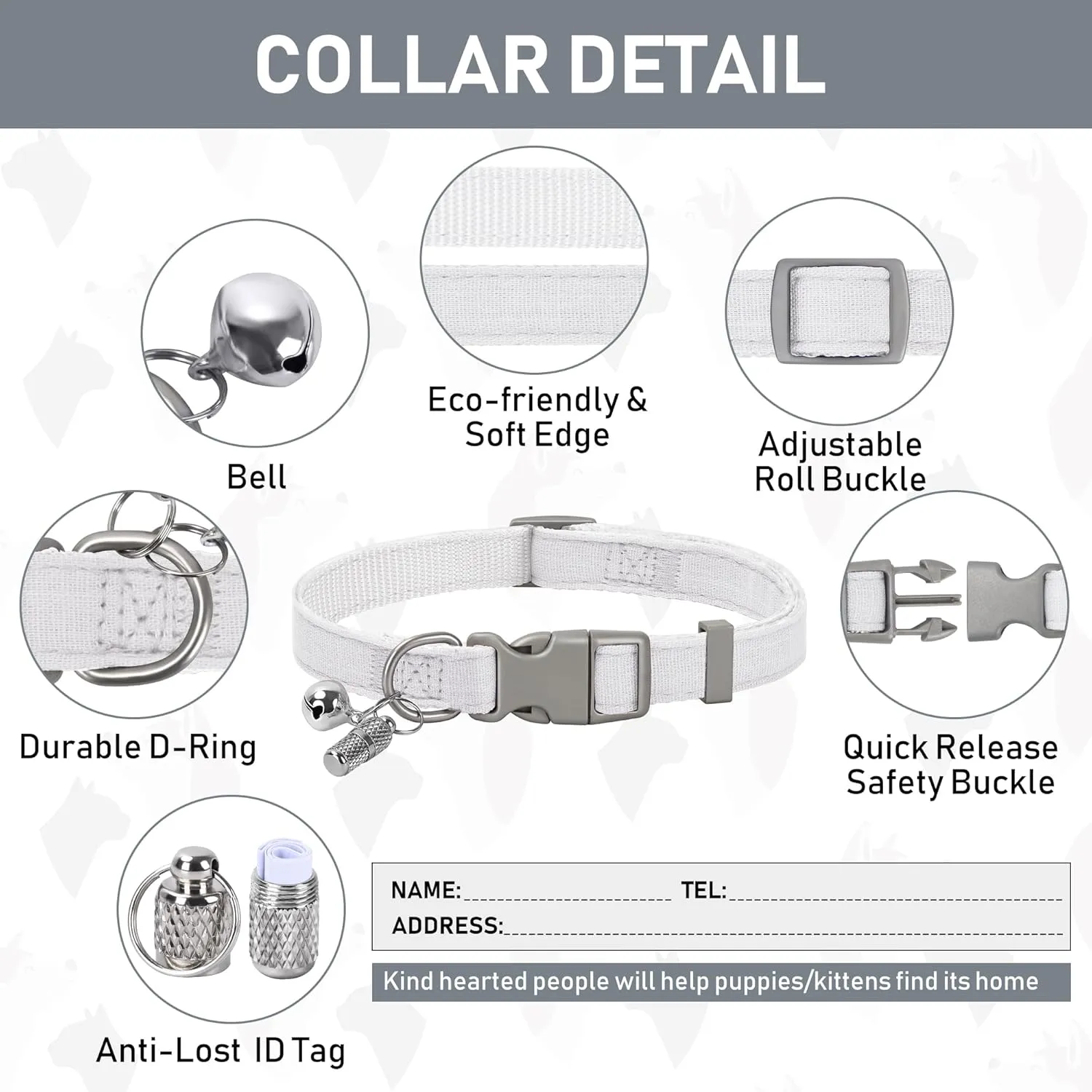 GAMUDA Small Pet Harness Collar and Leash Set, Step in No Chock No Pull Linen Fabric Soft Mesh Dog Vest Harnesses Reflective for Dogs Puppy Cats Kitten Rabbit (White, M)