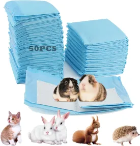 Guinea Pig Disposable Pee Pads,50 PCS Puppy Training Pads Small Cage Liners Waterproof Leak-Proof 3-Layer with Thickening Material,Quick-Dry Potty Pad for Bunny Hedgehog Hamster Kitten