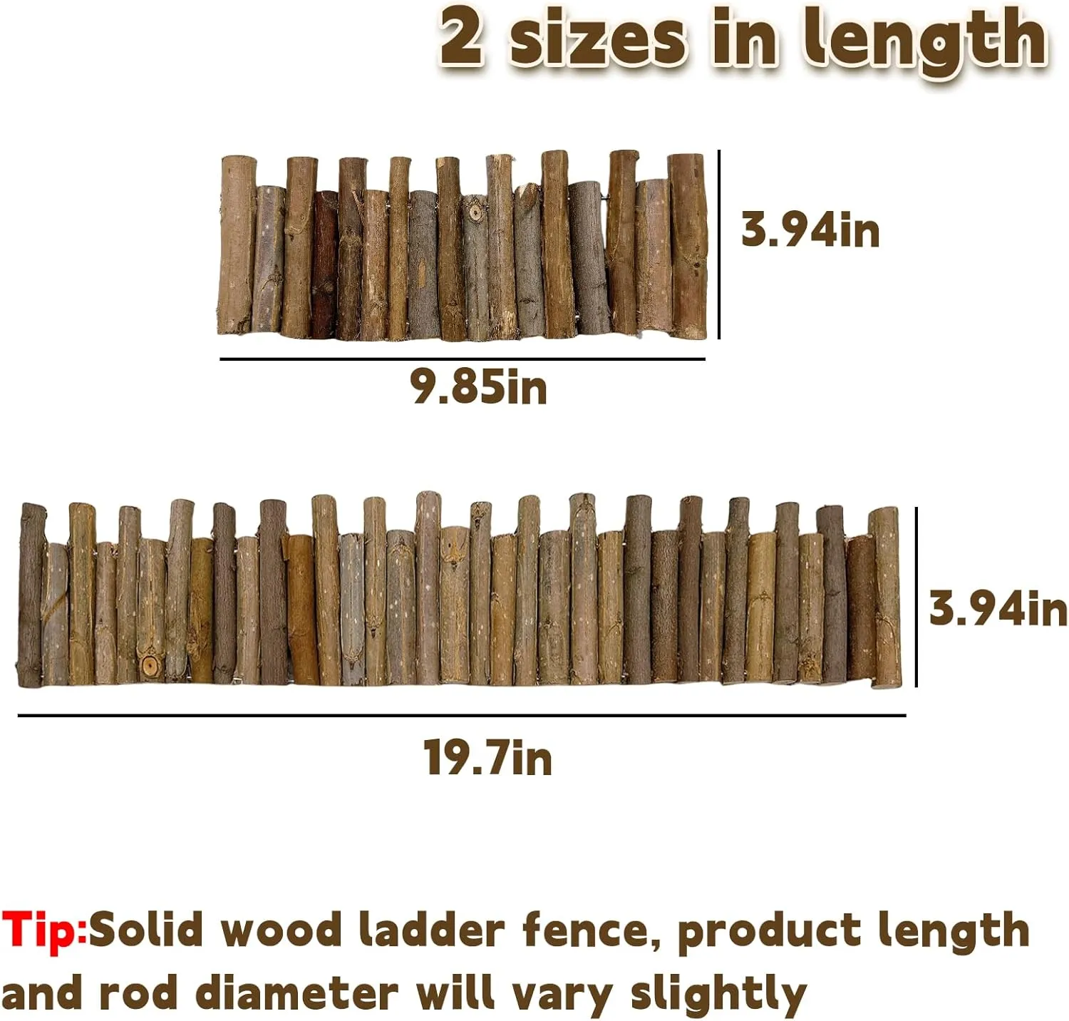 Hamster Bridge 19.7x3.9in&9.8x3.9in Hamster Wooden Fence Rat Flexible Bendy Climbing Ladder Cage Accessories for Syrian Gerbil Mouse Rat