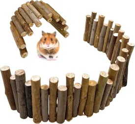 Hamster Bridge 19.7x3.9in&9.8x3.9in Hamster Wooden Fence Rat Flexible Bendy Climbing Ladder Cage Accessories for Syrian Gerbil Mouse Rat