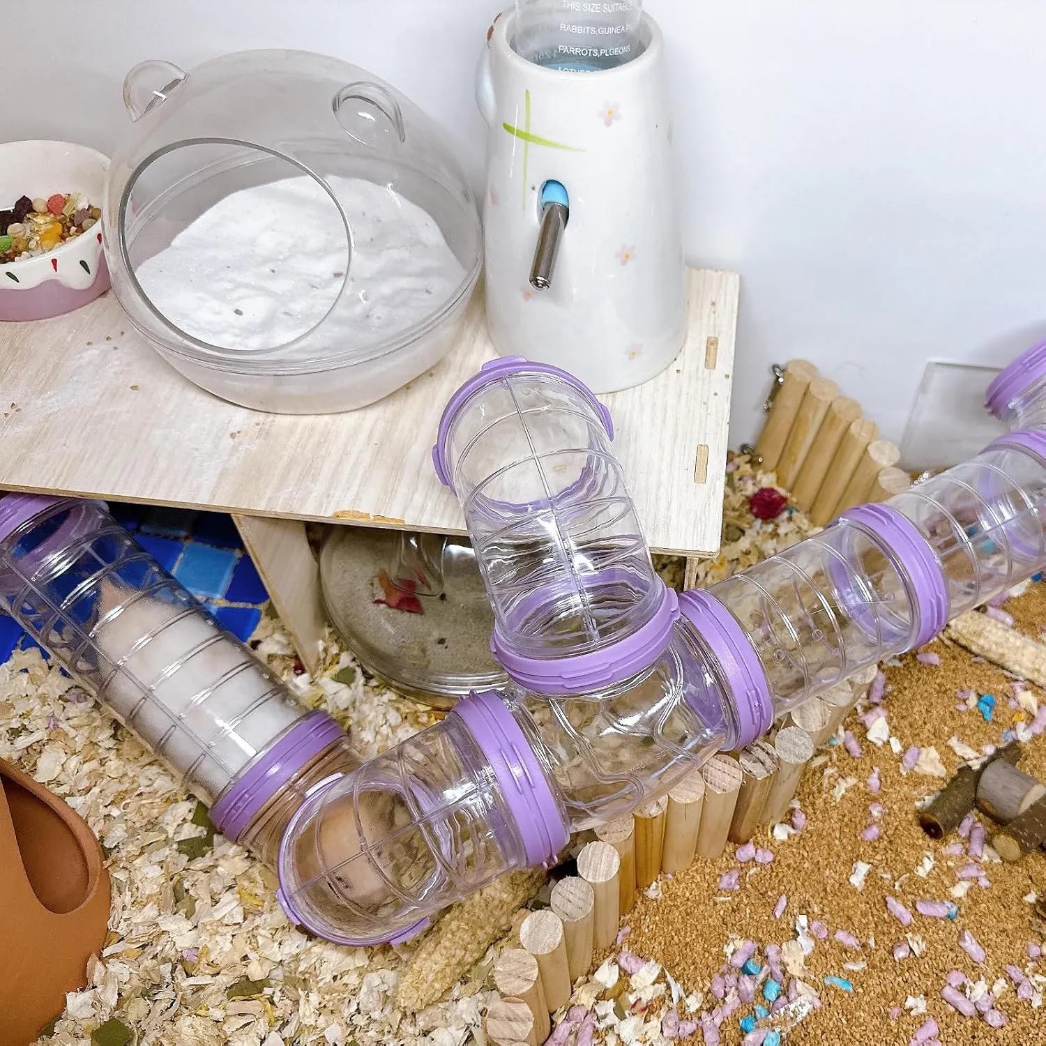 Hamster Tunnel Tube Toy Pet DIY Assorted Toy Transparent Adventure Pipe Playground Excercise Set for Mouse Hamster and Other Small Animals (Purple)