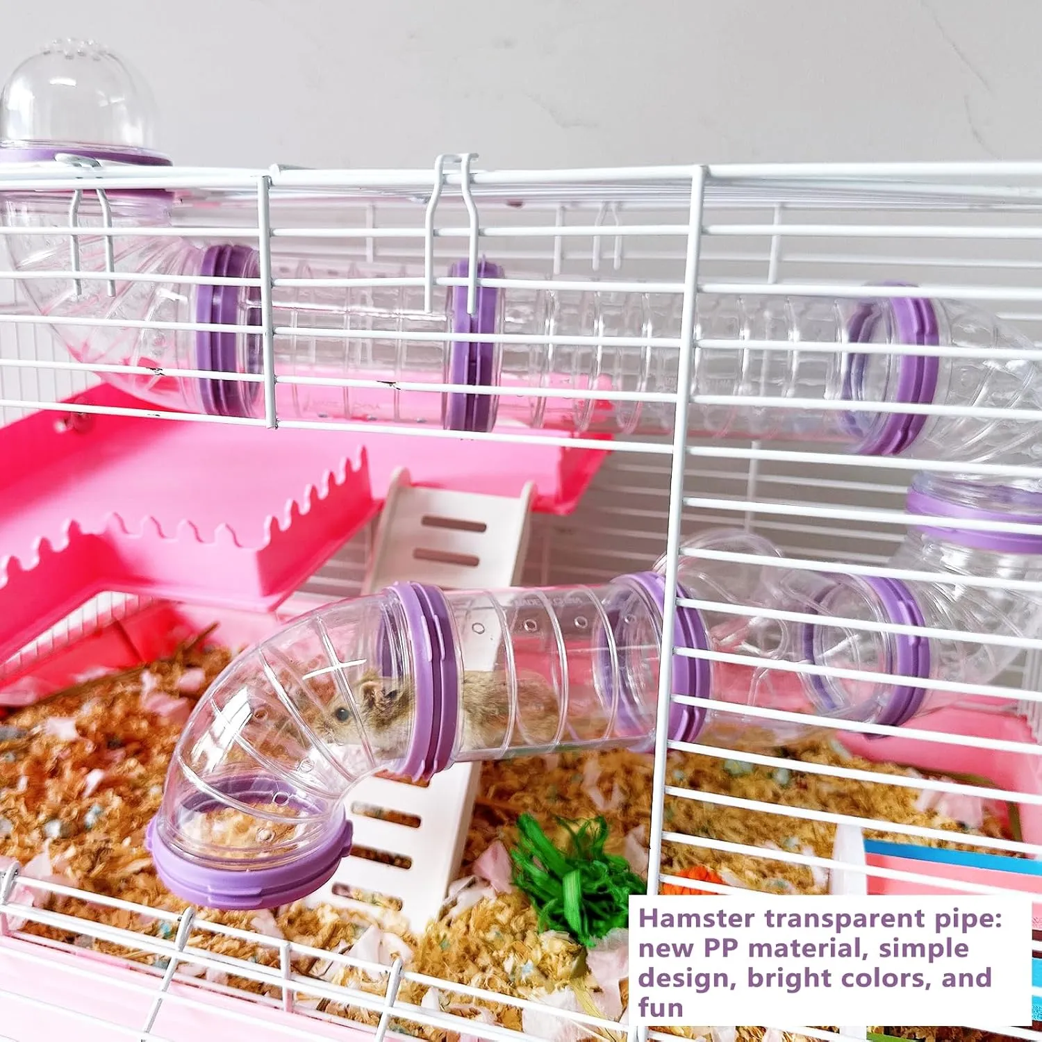 Hamster Tunnel Tube Toy Pet DIY Assorted Toy Transparent Adventure Pipe Playground Excercise Set for Mouse Hamster and Other Small Animals (Purple)