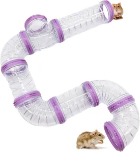 Hamster Tunnel Tube Toy Pet DIY Assorted Toy Transparent Adventure Pipe Playground Excercise Set for Mouse Hamster and Other Small Animals (Purple)