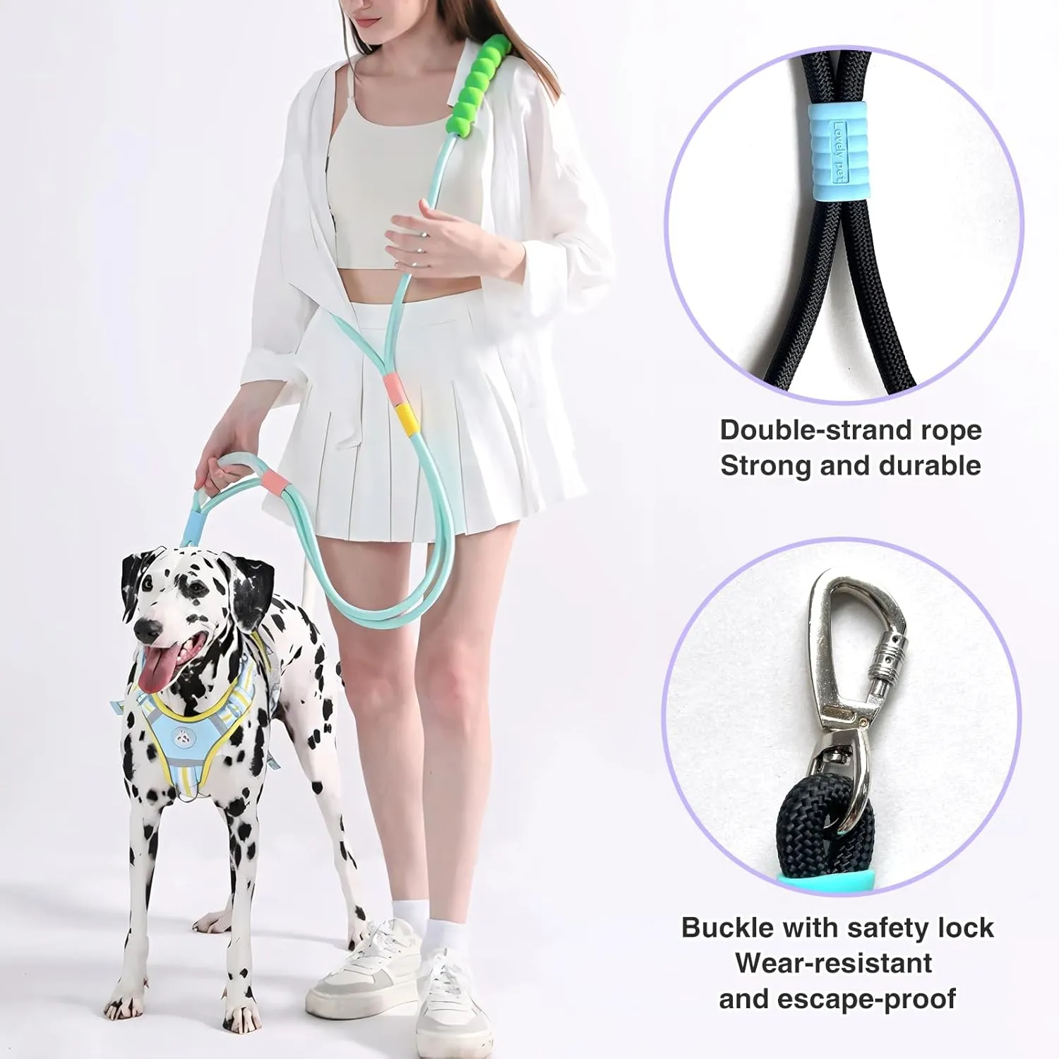 Heavy Duty Dog Leash 6 FT with Comfortable Padded Handle, Highly Reflective Threads Leash for Medium Large Dogs (Black)
