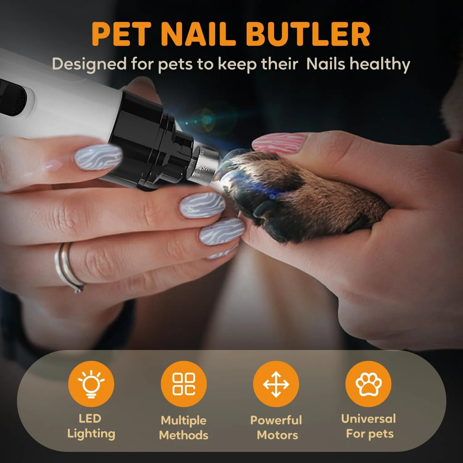 Heusom Silent Groom Pro Nail Grinder, 2025 New Dog Nail Trimmer, USB Rechargeable Pet Nail Grinder, Dog Nail Trimmers, Pet Paws Grooming Smoothing Tool (1Set, 1)