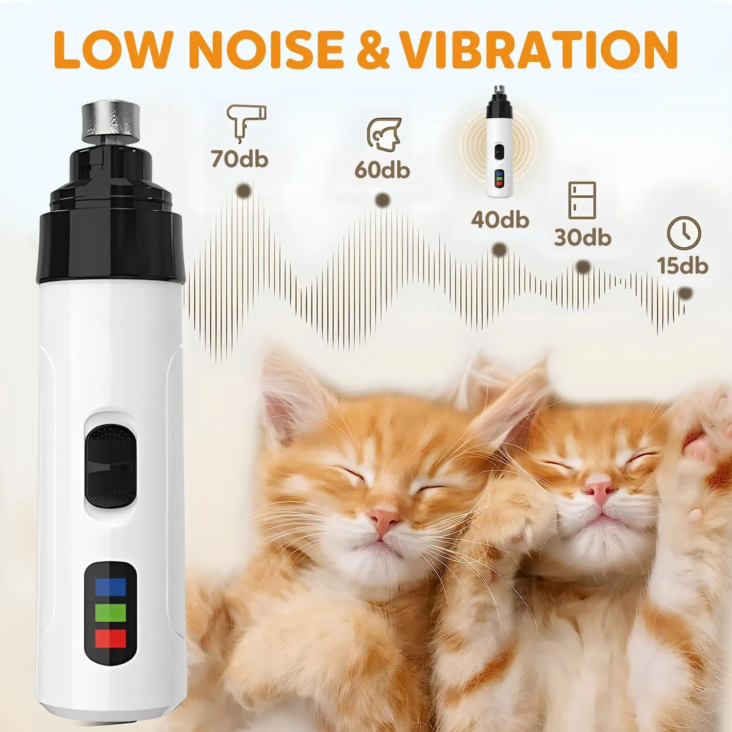 Heusom Silent Groom Pro Nail Grinder, 2025 New Dog Nail Trimmer, USB Rechargeable Pet Nail Grinder, Dog Nail Trimmers, Pet Paws Grooming Smoothing Tool (1Set, 1)