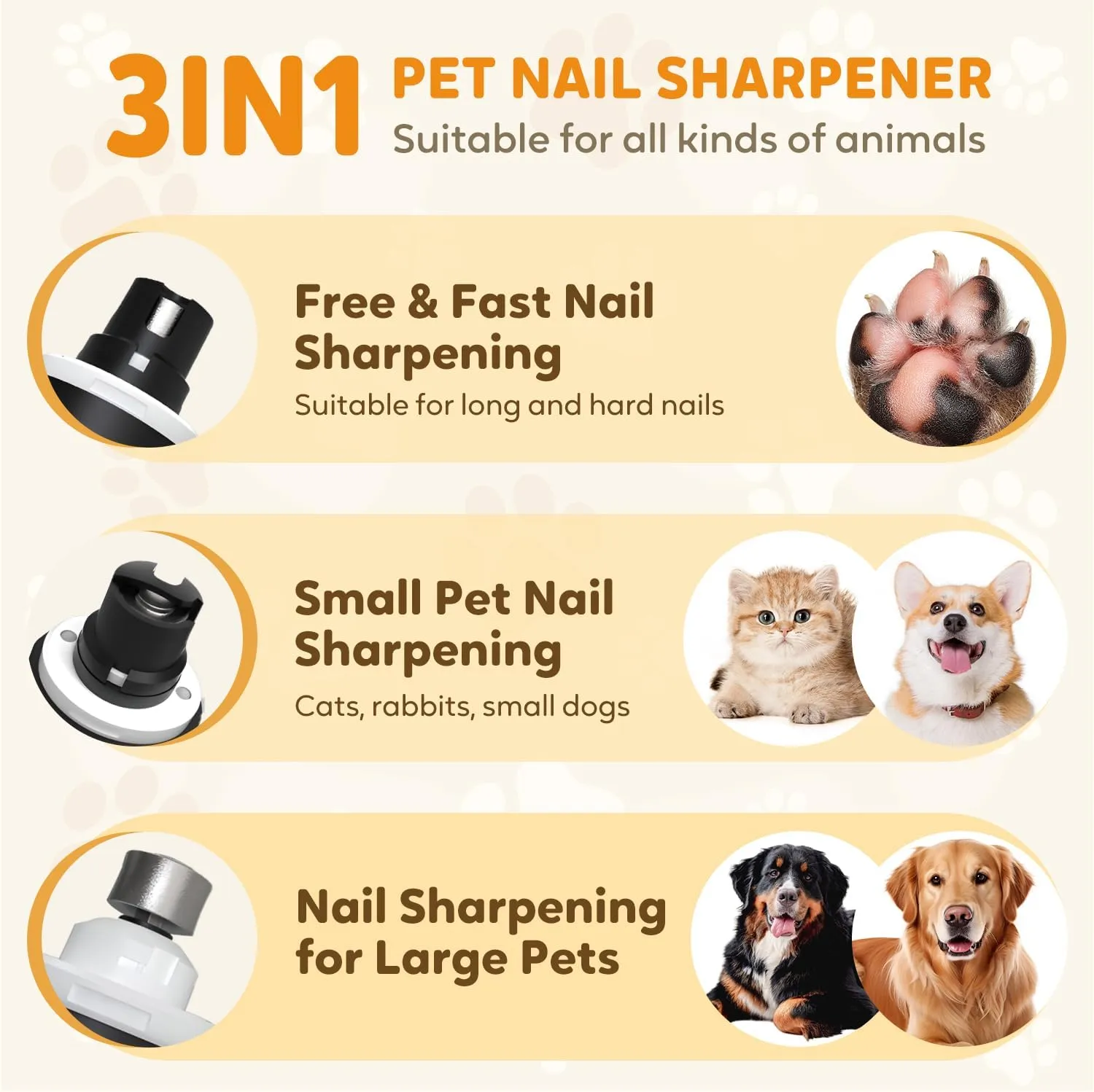 Heusom Silent Groom Pro Nail Grinder, 2025 New Dog Nail Trimmer, USB Rechargeable Pet Nail Grinder, Dog Nail Trimmers, Pet Paws Grooming Smoothing Tool (1Set, 1)