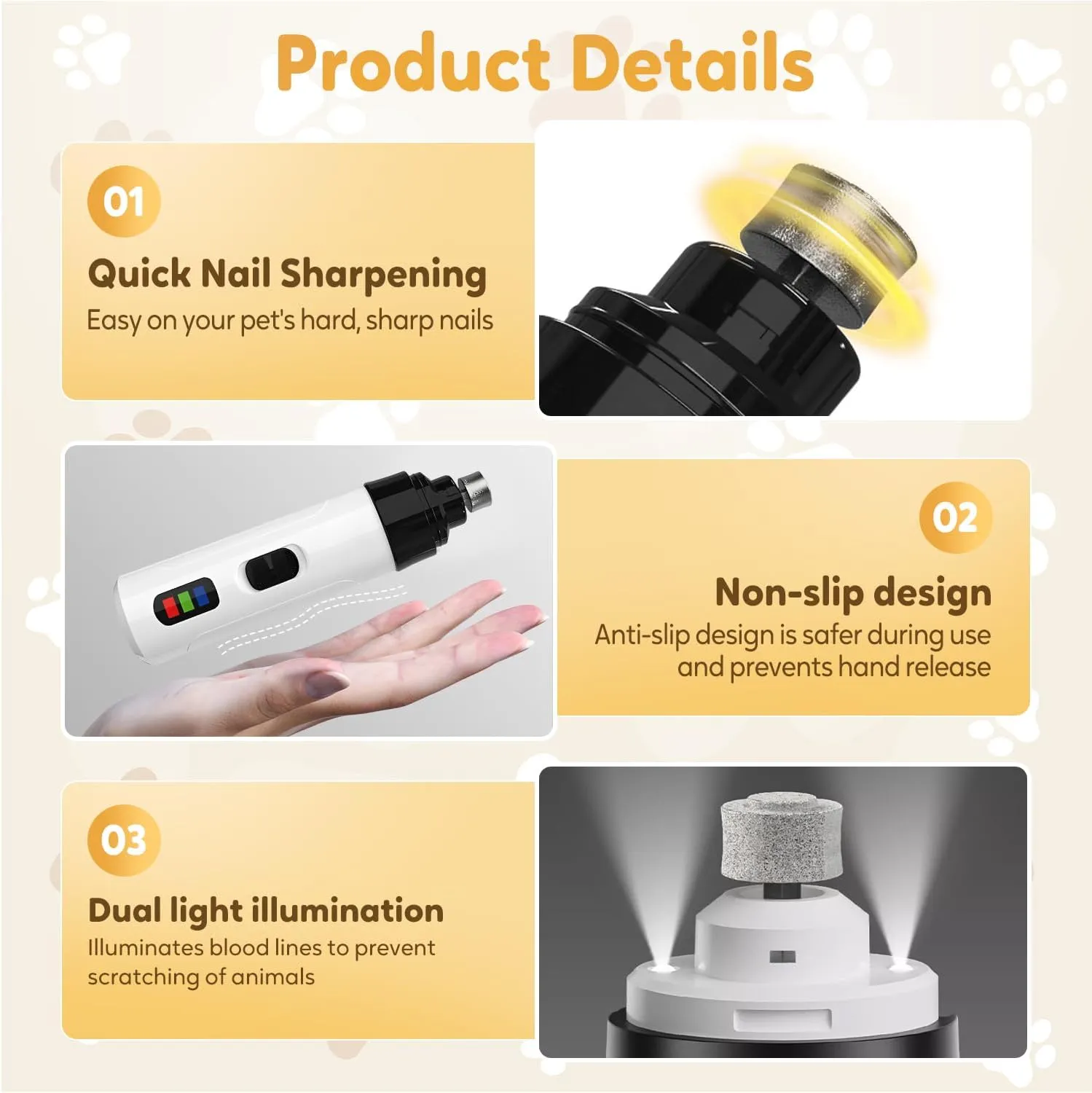 Heusom Silent Groom Pro Nail Grinder, 2025 New Dog Nail Trimmer, USB Rechargeable Pet Nail Grinder, Dog Nail Trimmers, Pet Paws Grooming Smoothing Tool (1Set, 1)