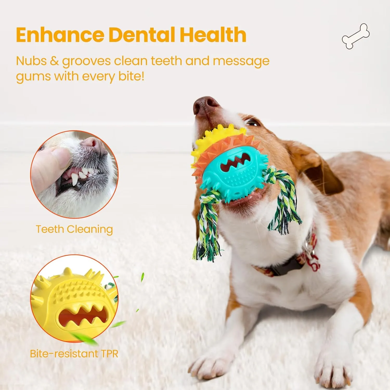 HGB Squeaky Treat Dispensing Dog Toys to Keep Them Busy, Dog Toys for Aggressive Chewers for Large, Medium, Small Breed - Enrichment & Reduce Pet Boredom