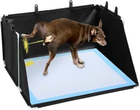 HOMBYS Dog Pee Pad Holder with High Walls, No-Spill Indoor Potty for Large Dogs, Foldable Puppy Litter Box, 33.8 x 28 x 17.7 Inches, Black,Patent Pending