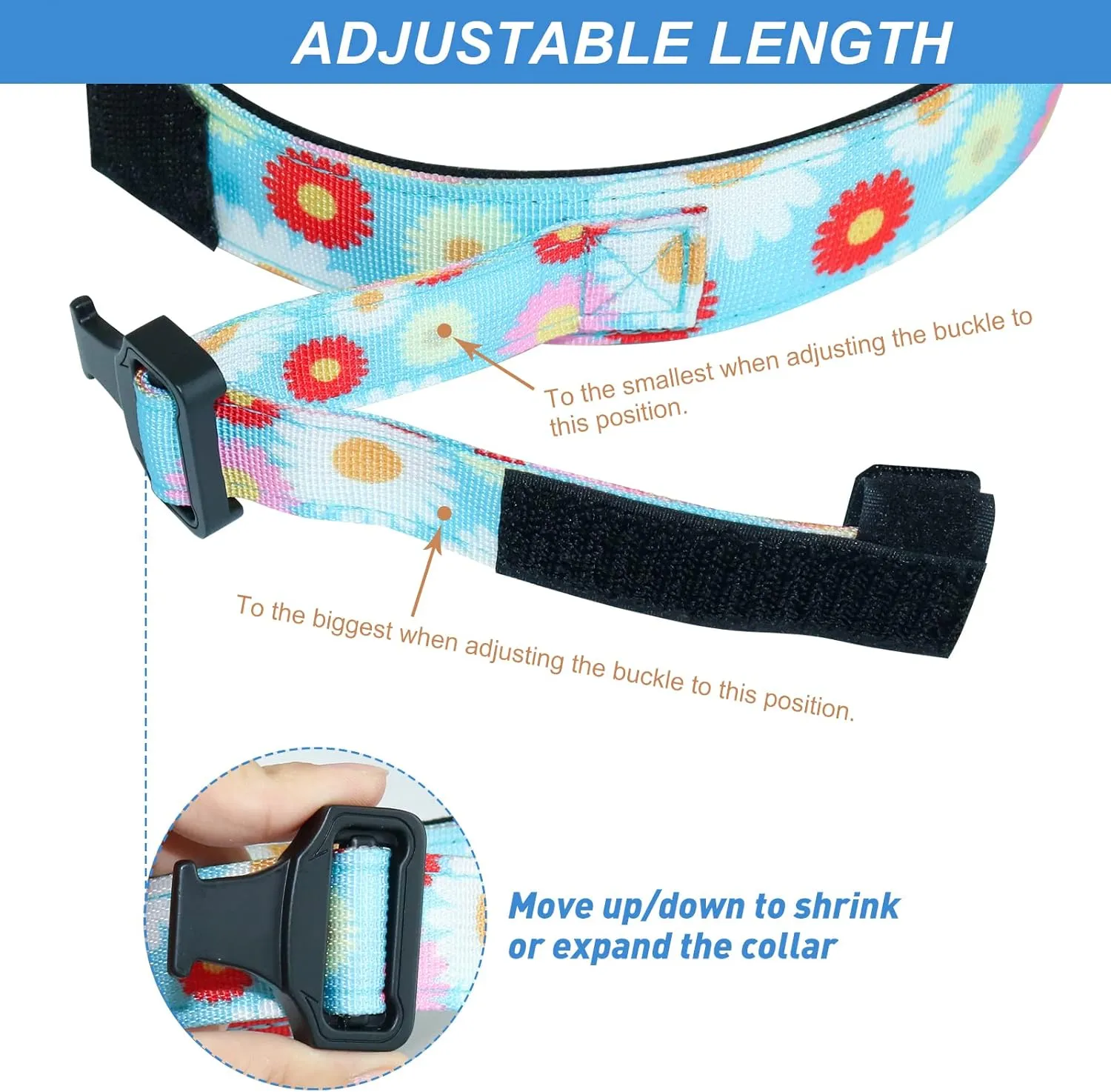 Hotsky Tactical Dog Collar and Leash Set, Heavy Duty Dog Collars for Medium Dogs, Adjustable Nylon Collars and Leashes with Handle Metal Buckle for Large Dogs, with Airtag Case and Patches(Daisy, XL)