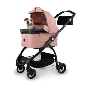 ibiyaya New Cleo 3-in-1 Travel System - Pet Stroller, Carrier, Bag for Small Dogs, Medium Dogs, Cats - Lightweight, 44 lbs - Coral Pink