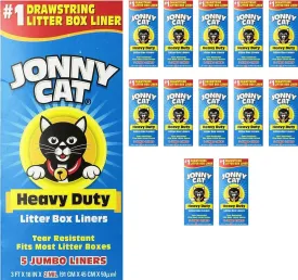 Jonny Heavy Duty Cat Litter Box Liners (Pack of 12), Cat litter Box Liners Jumbo, 5 Liners Box