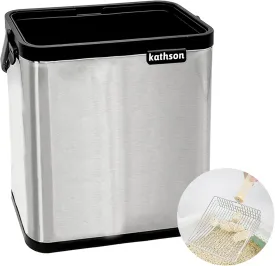 kathson Universal Cat Litter Scooper Holder, Stainless Steel Deep Cat Litter Shovel with Poop Sifting Holder, Portable Small Detachable Trash Can, Trash Container (Litter Scoop Not Included)