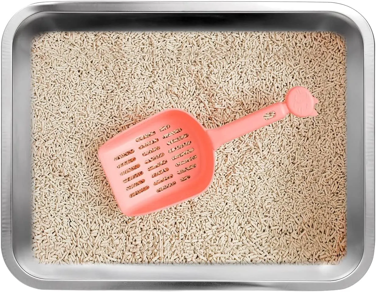Kichwit Stainless Steel Cat Litter Box, Kitten Litter Tray, Metal Cat Litter Pan, Non Stick Smooth Surface, Easy to Clean (17.5" L x 13.5" W x 4" H)