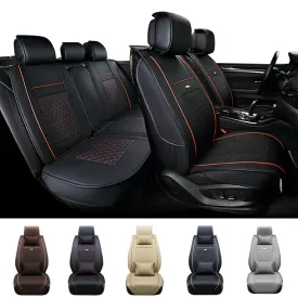 Luxury Leather Car Seat Covers Cushion Front Rear Full Set