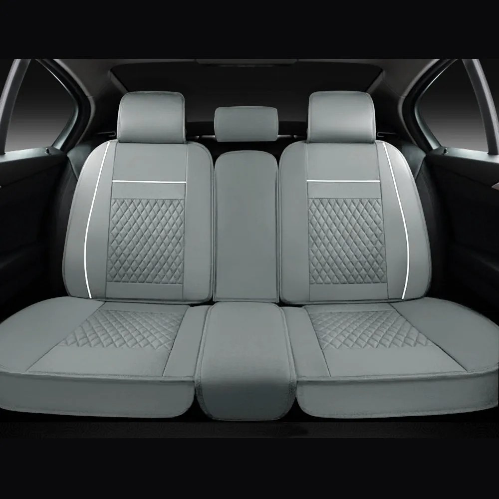 Luxury Leather Car Seat Covers Cushion Front Rear Full Set