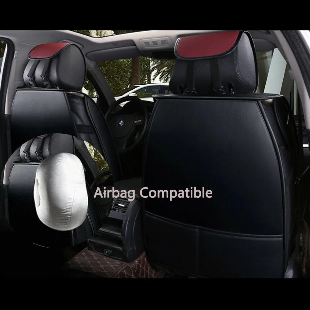 Luxury Leather Car Seat Covers Cushion Front Rear Full Set
