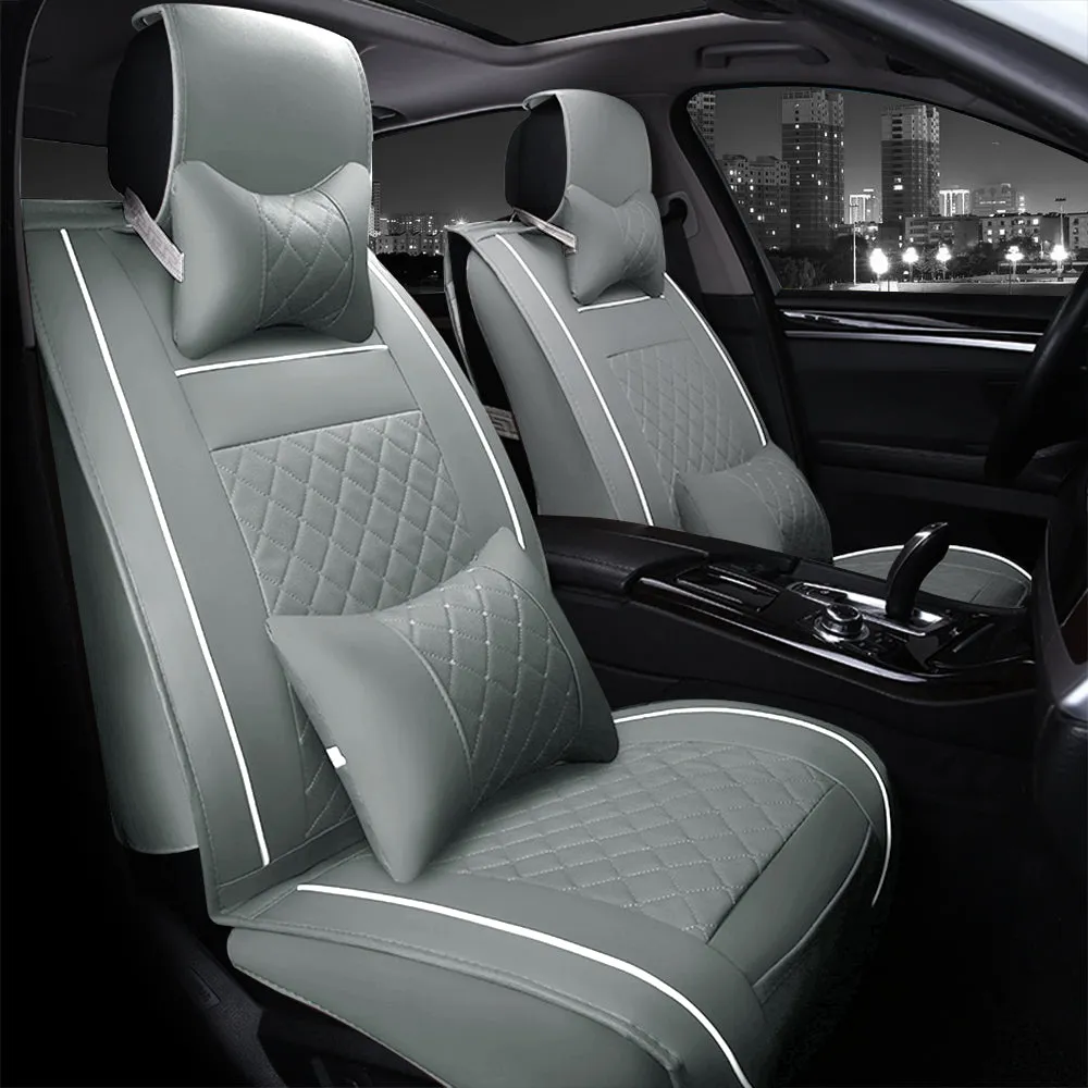 Luxury Leather Car Seat Covers Cushion Front Rear Full Set