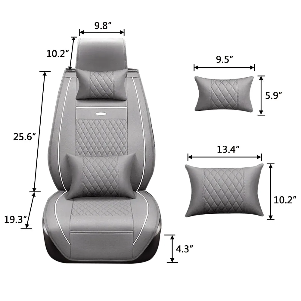 Luxury Leather Car Seat Covers Cushion Front Rear Full Set