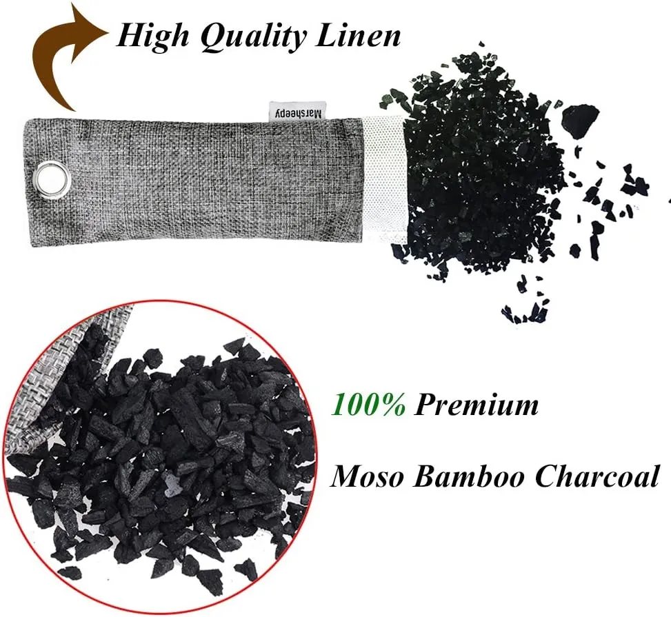 Marsheepy 24 Pack Activated Bamboo Charcoal Bags for Car Closet Shoe Home Basement Litter Box Cigarette Smoke Gym Bag (24 Packs50g)