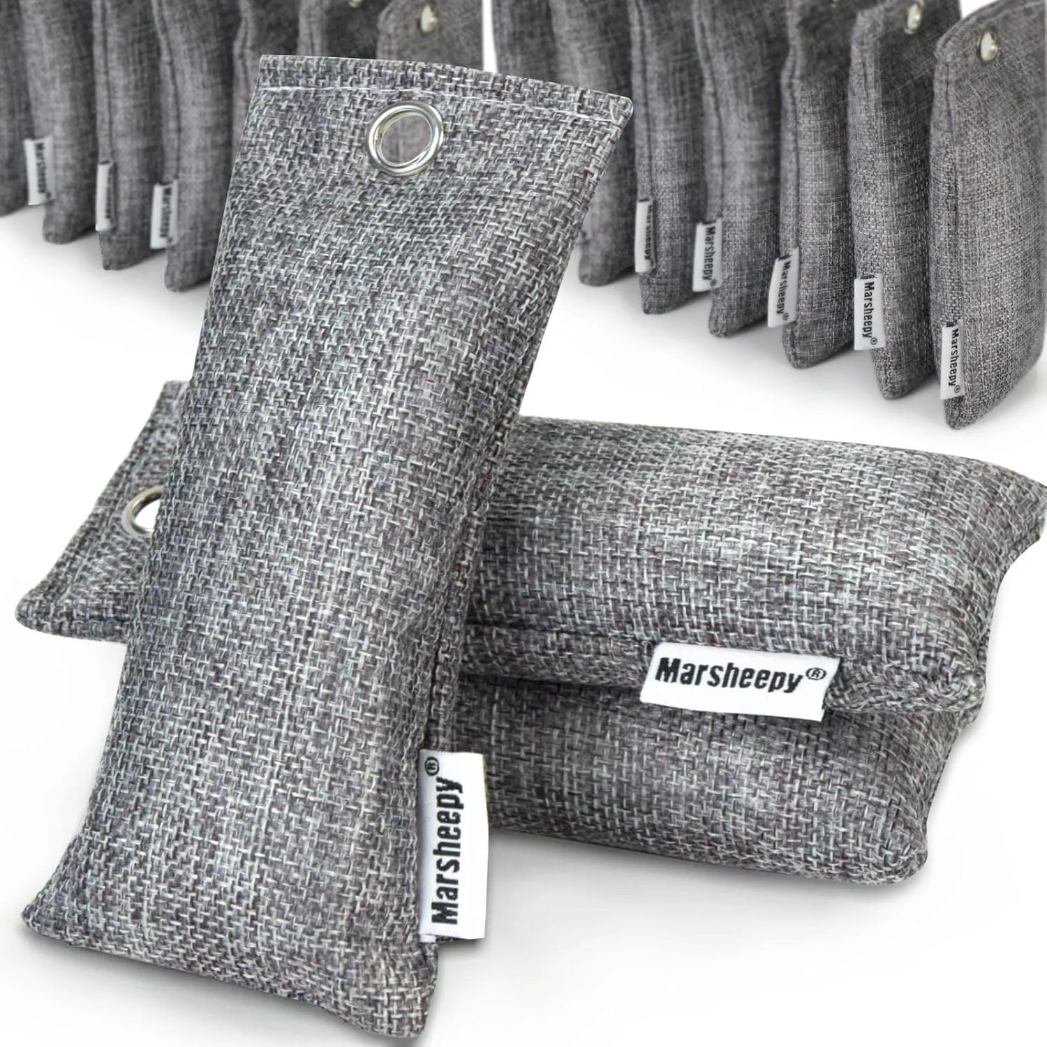 Marsheepy 24 Pack Activated Bamboo Charcoal Bags for Car Closet Shoe Home Basement Litter Box Cigarette Smoke Gym Bag (24 Packs50g)