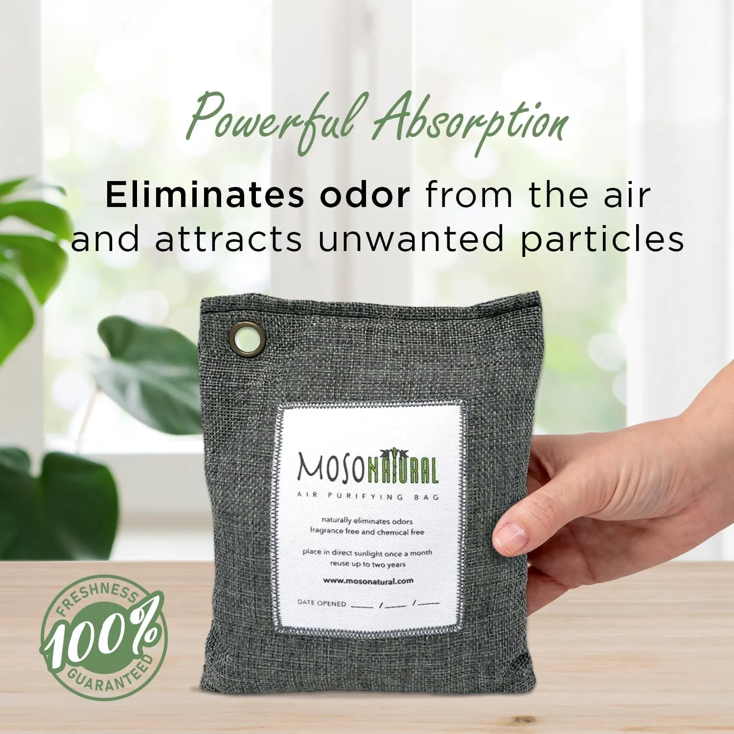 Moso Natural Air Purifying Bag 200g | Premium Bamboo Charcoal Odor Absorber for Home & Car | Closet Odor Eliminator, Small Room Deodorizer & Car Air Freshener | Long Lasting Charcoal Bags Cover 90sqft