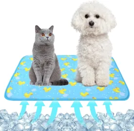 NACOCO Summer Pet Cooling Mat - Cat Dog Cushion Pad Sleeping Cool Ducks Comfortable Soft for Pets Kids and Adults (Blue Duck, S)