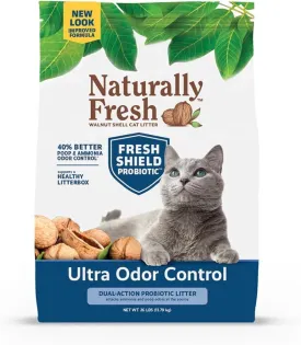 Naturally Fresh Cat Litter Made From Walnut Shells, Multi-Cat, Ultra Odor Control, Unscented, Upcycled, Sustainable, 26 Lbs