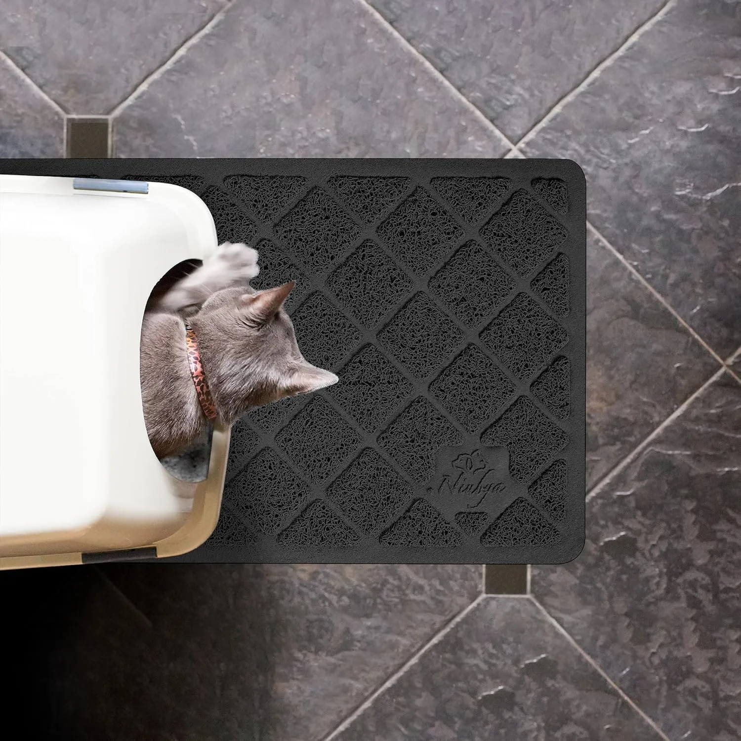 Niubya Premium Cat Litter Mat, Litter Box Mat with Non-slip and Waterproof Backing, Litter Trapping Mat Soft on Kitty Paws and Easy to Clean, Cat Mat Traps Litter from Box