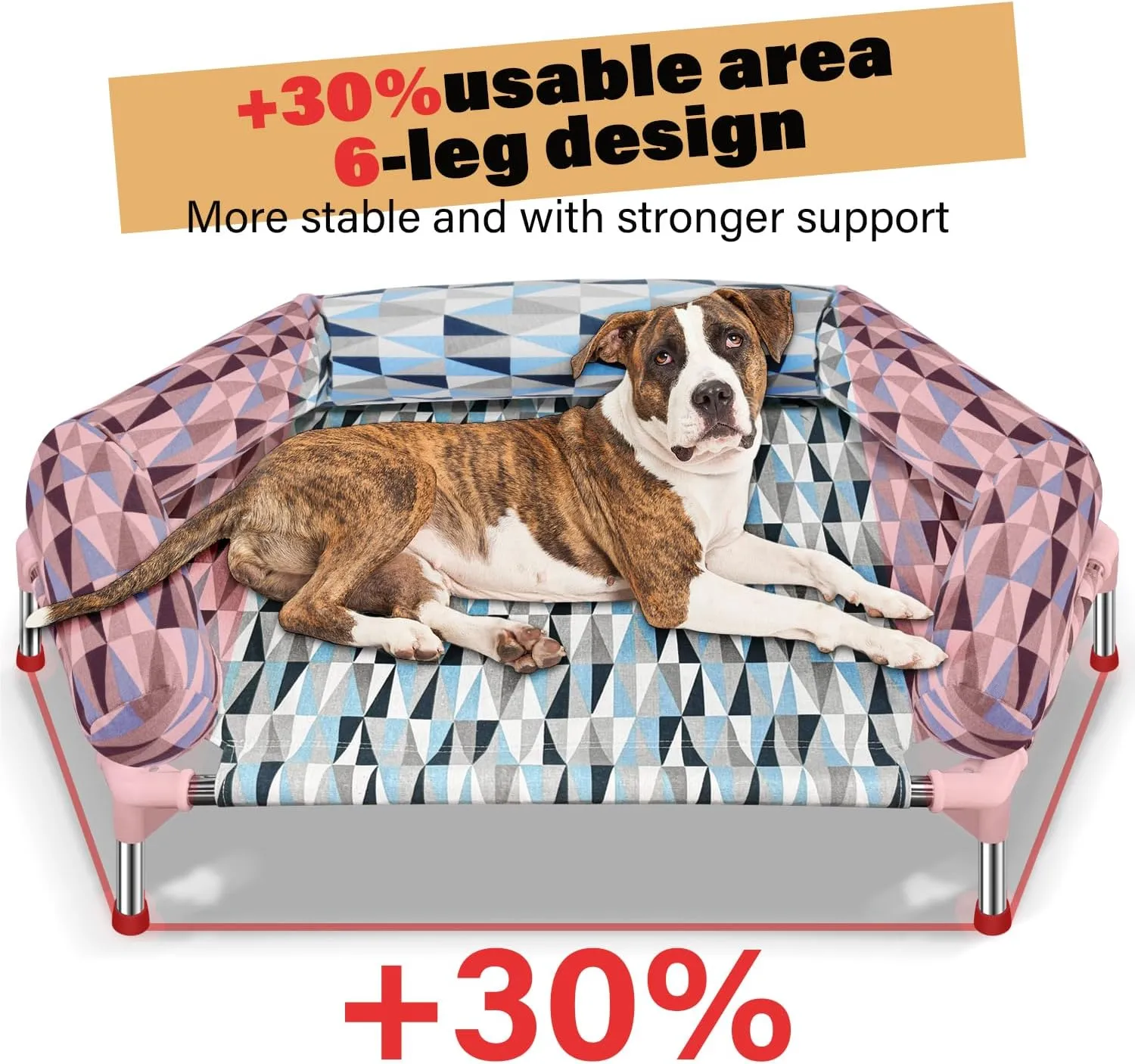 Orthopedic Dog Bed - Beds Bolster,Cooling Elevated Dog Beds with Metal Frame,Raised Dogs Bed for Dogs,Easy to Assemble,Up to 75 lbs,Medium