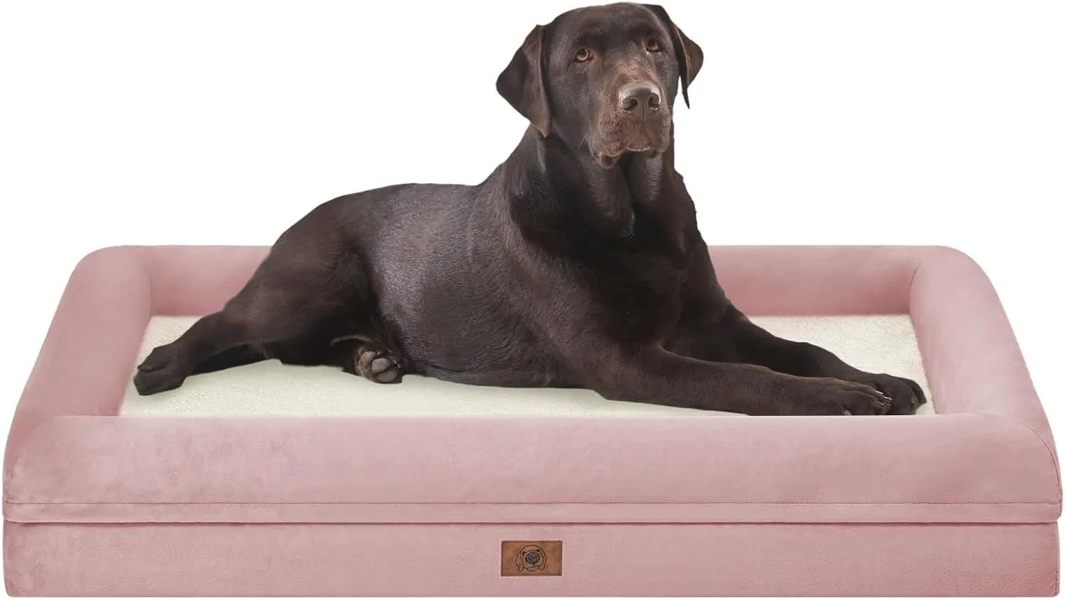 Orthopedic Washable Large Dog Bed: Jumbo Dog Bed Bolster Waterproof - XXXL Big Dog Beds for Extra Large Dogs with Removable Cover - Pink