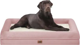 Orthopedic Washable Large Dog Bed: Jumbo Dog Bed Bolster Waterproof - XXXL Big Dog Beds for Extra Large Dogs with Removable Cover - Pink