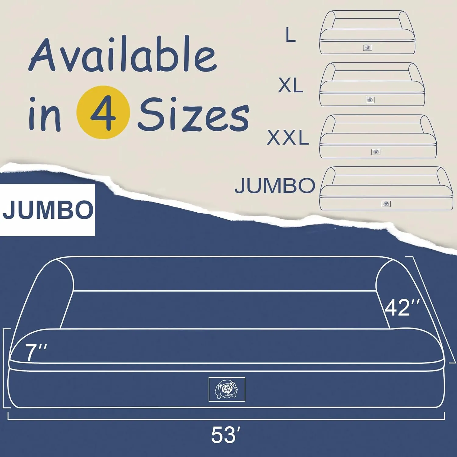 Orthopedic Washable Large Dog Bed: Jumbo Dog Bed Bolster Waterproof - XXXL Big Dog Beds for Extra Large Dogs with Removable Cover - Pink