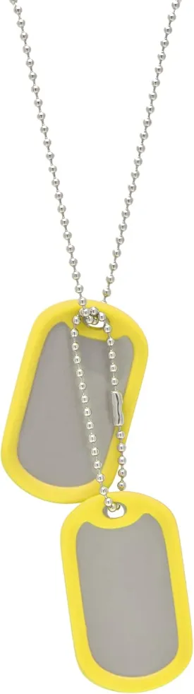 Paialco Stainless Steel Dog Tags Military Set Complete with Chains & Yellow Silencers