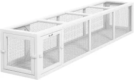 PawHut Outdoor Cat Tunnel with Extendable Design, 79" L Wooden Cat Run with Weather Protection, Connecting Inside and Outside, for Deck Patios, Balconies, White