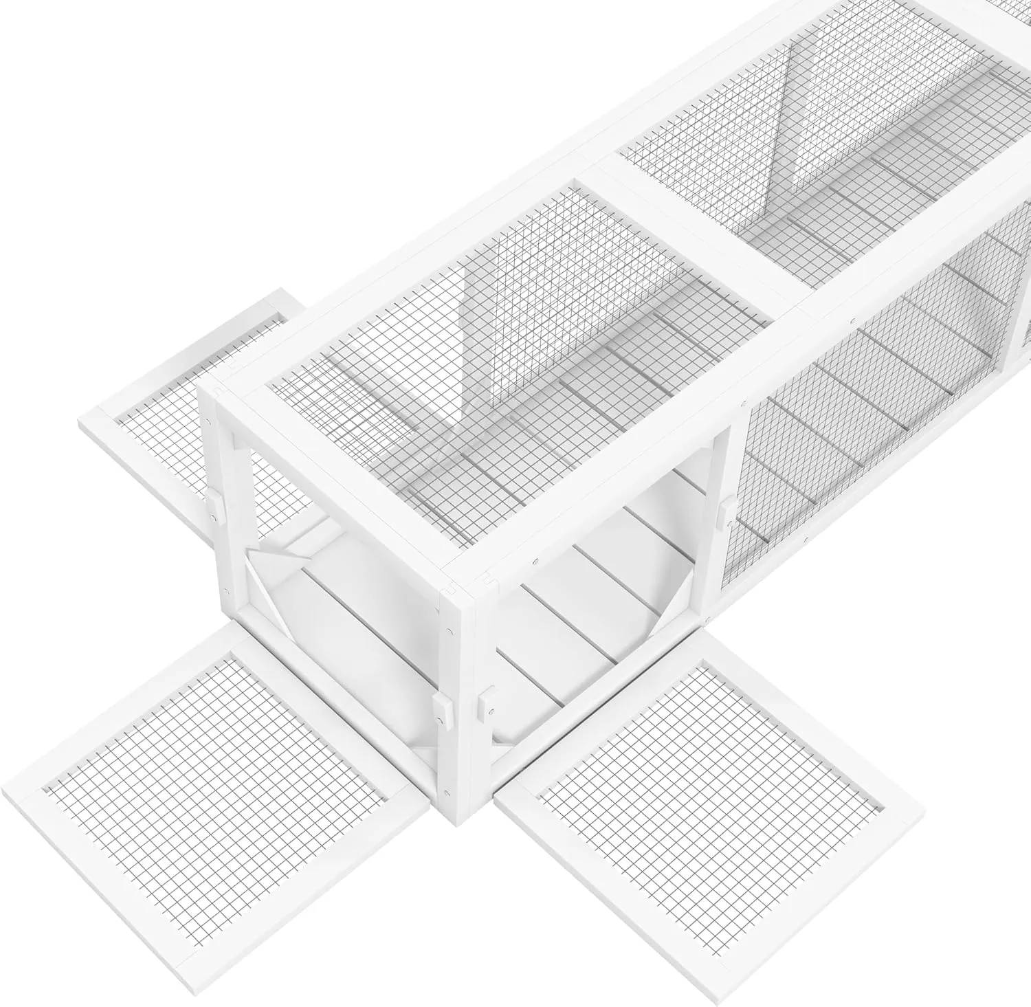 PawHut Outdoor Cat Tunnel with Extendable Design, 79" L Wooden Cat Run with Weather Protection, Connecting Inside and Outside, for Deck Patios, Balconies, White