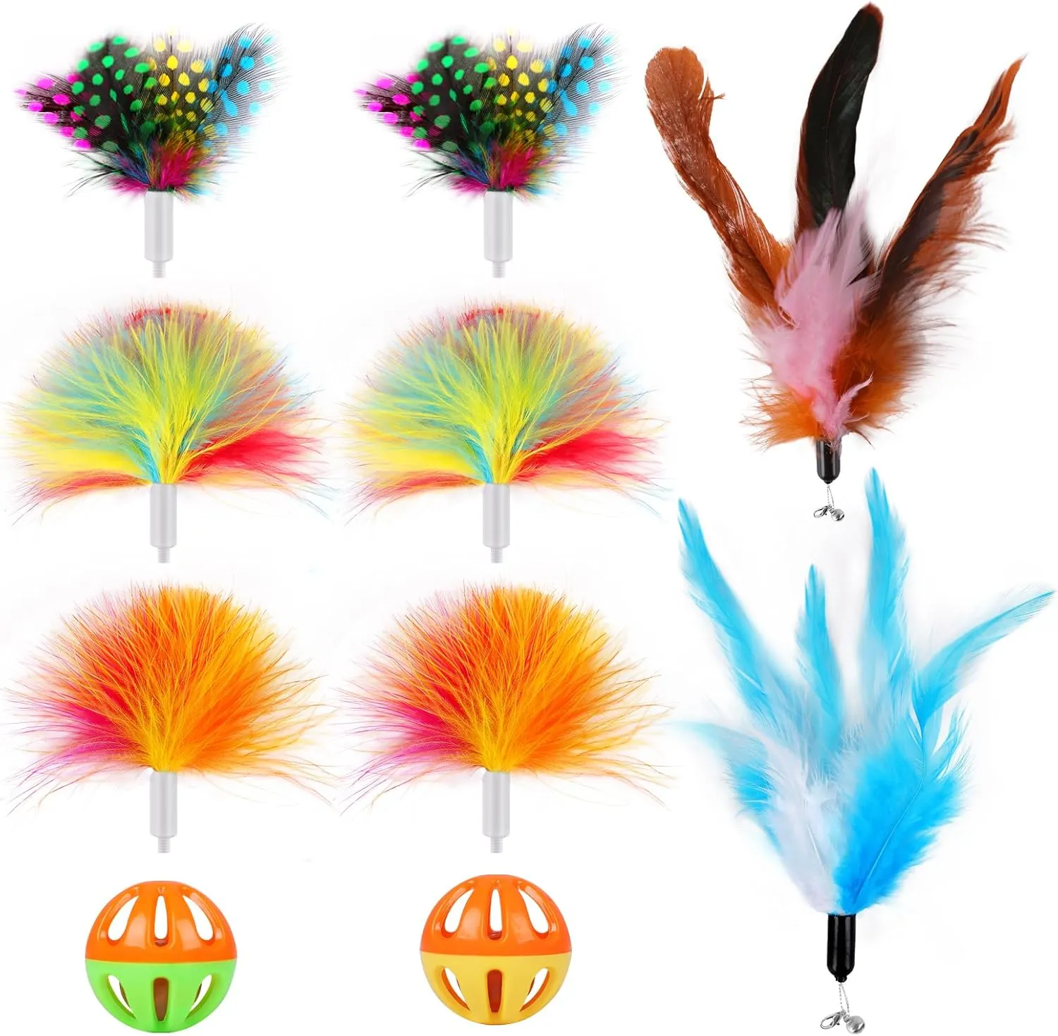 Pawtners 10-Pack Bottom Ambush Feather Replacements for 4 in 1 Automatic Interactive Cat Toy for Indoor Cats Rechargeable Interactive Kitten Toys