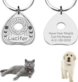 Personalized Goth Dog Tag -Engraved Cat Tag, Stainless Steel Pet ID Tags for Dogs Cat, Pet Identification ID Tags Spooky Collar Charm, Small Large Dog Tag, Halloween Style, Moon Phrase