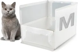 Portable Cat Litter Box Enclosure Furniture,Kitty Large Travel Litter Box for Privacy Without Leaking, Portable, Easy to Clean Easy to Assemble Foldable 18''L X 14''W X 13''H (White, Medium)