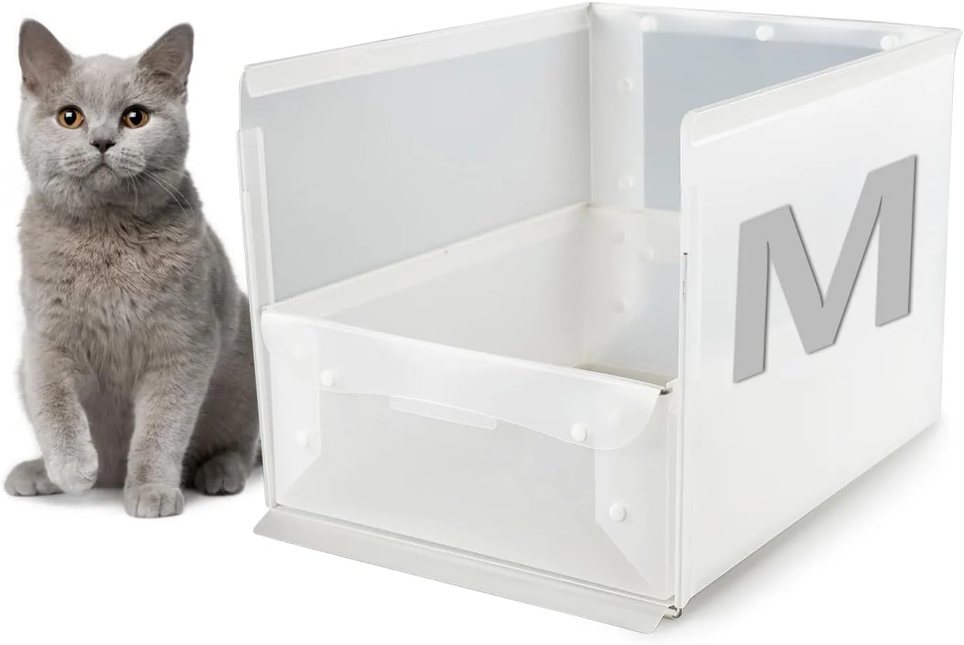 Portable Cat Litter Box Enclosure Furniture,Kitty Large Travel Litter Box for Privacy Without Leaking, Portable, Easy to Clean Easy to Assemble Foldable 18''L X 14''W X 13''H (White, Medium)